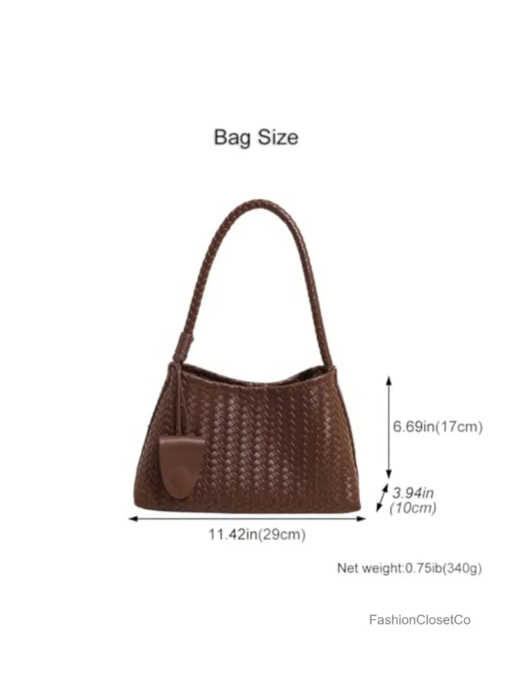 Faux Leather Woven Hobo Bag Shoulder Tote Purse Slouchy Handbag Work Travel
